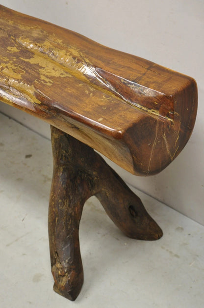 Vintage Mid Century Modern Organic Driftwood Sculptural Bench Coffee Table