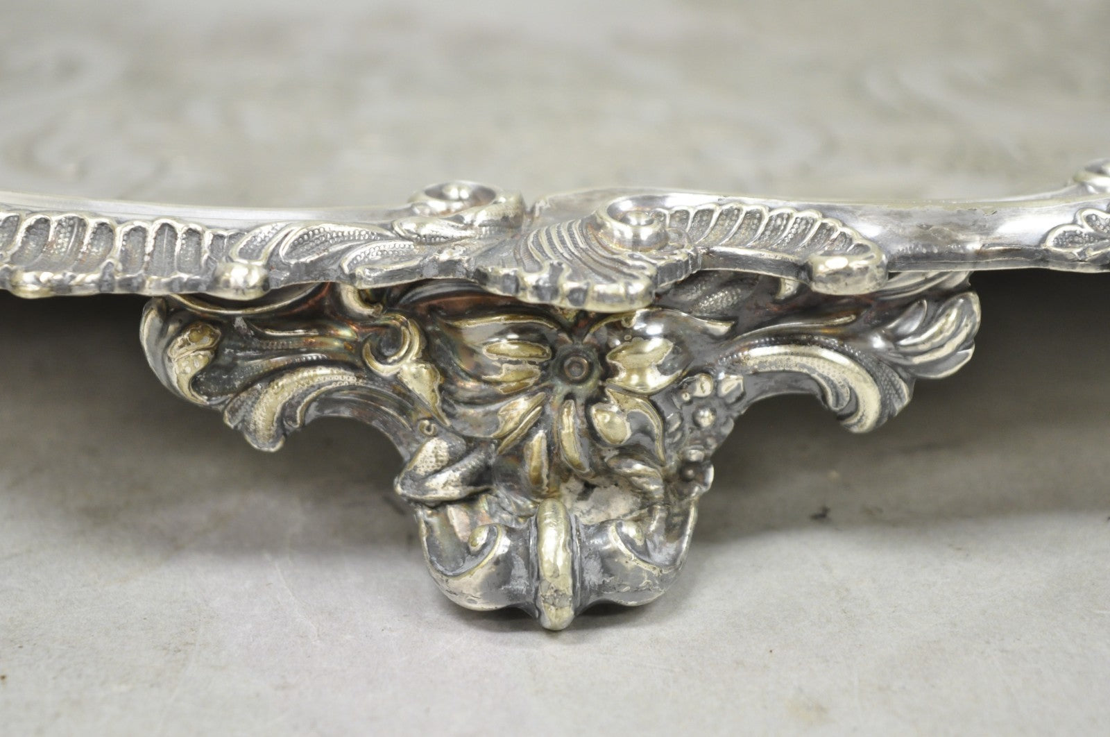 Antique Gorham English Victorian Silver Plated Scalloped Serving Platter Tray