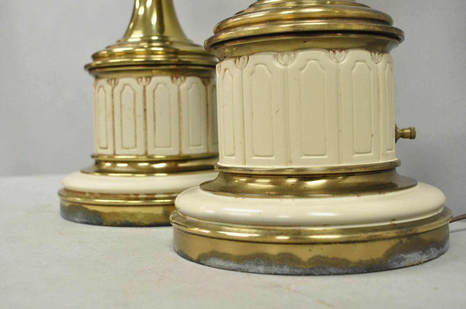 Vintage Stiffel Empire Neoclassical Style Urn Form Brass Table Lamps - a Pair