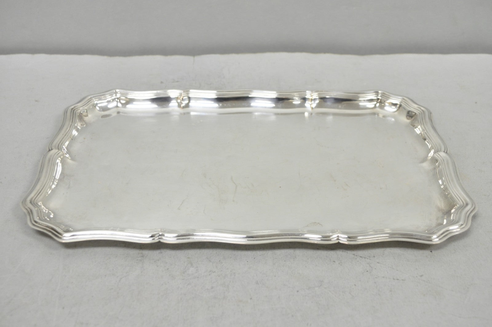 Vintage English Edwardian Silver Plated Scalloped Small Bar Trinket Dish Tray