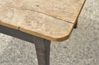 Antique French Country Primitive Black Distress Painted 1 Drawer Desk Work Table