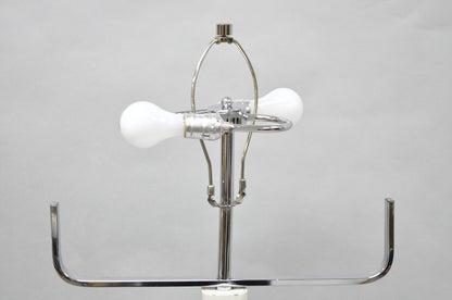 Vintage Postmodern Silver Chrome Metal Sculptural Modernist Pole Floor Lamp