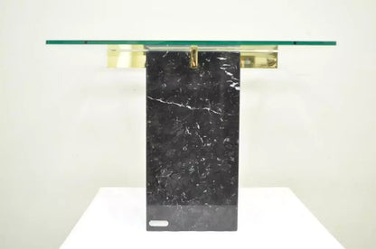Vintage Artedi Italian Modern Brass Marble Glass Cantilever Accent Side Table