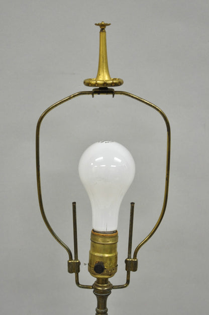 Antique French Neoclassical Patinated & Gilt Bronze Figural Ewer Urn Table Lamp