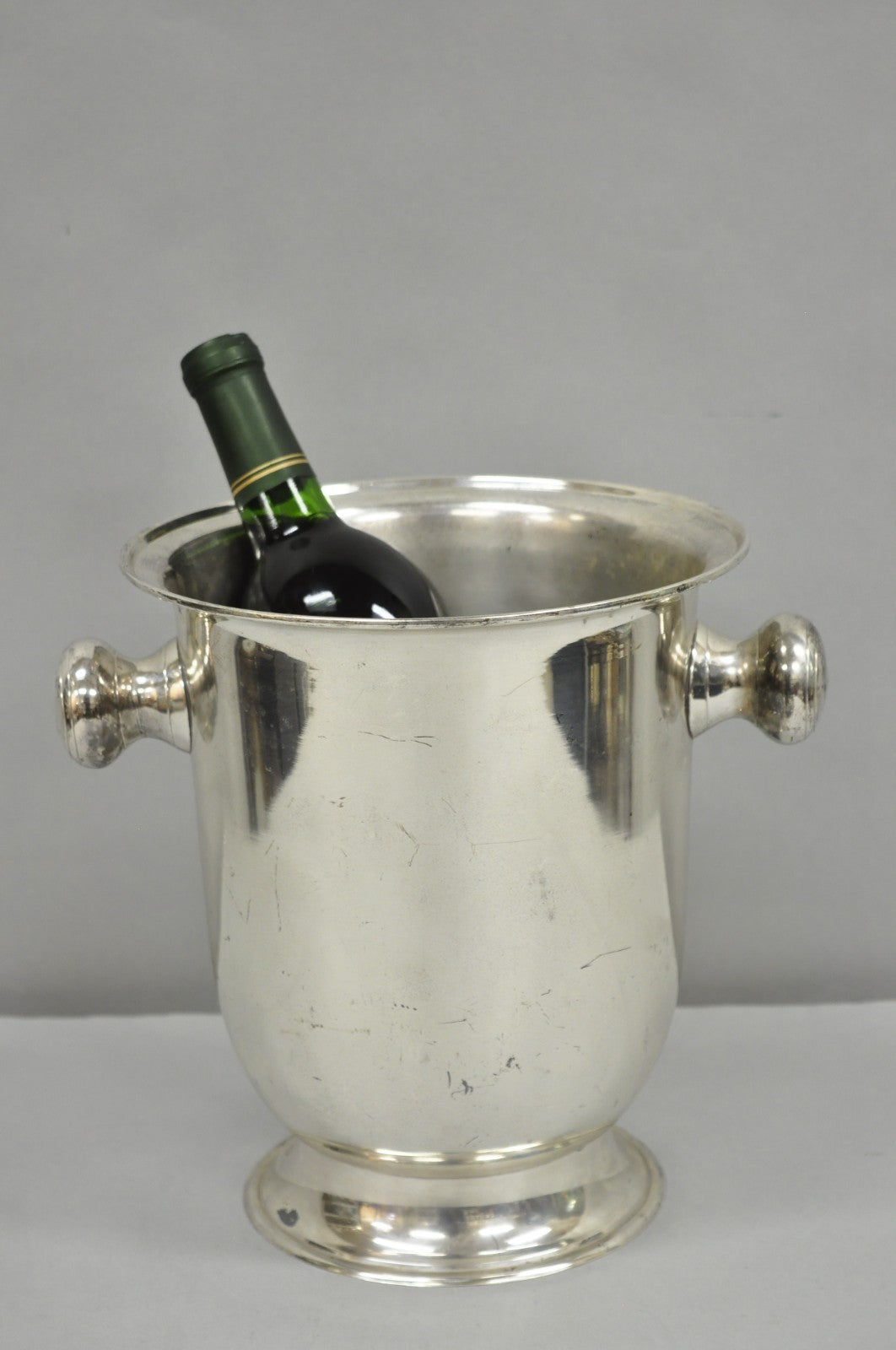 Mid Century Modern Silver Plated Twin Handle Urn Champagne Chiller Ice Bucket