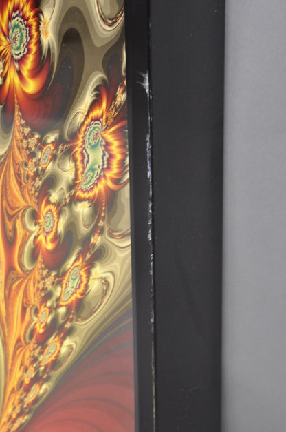 Vintage 1990s Illuminated Shadowbox Psychedelic Wall Art Framed Poster 30x24