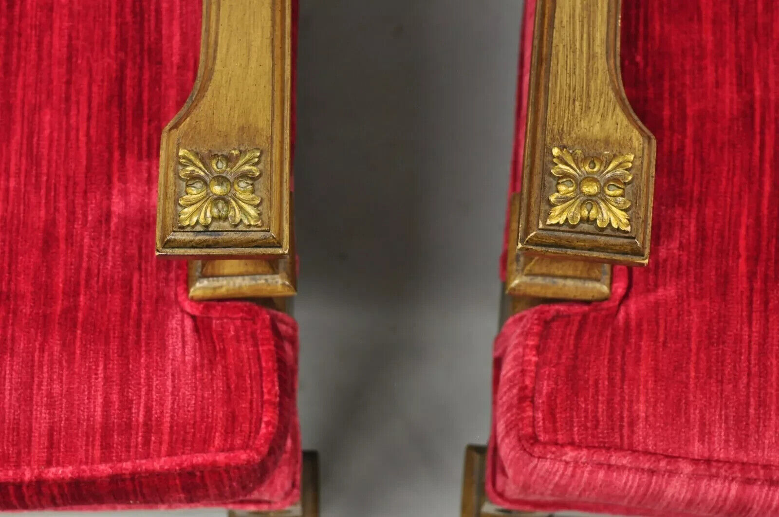 Vintage Italian Hollywood Regency Red High Back Lounge Arm Chairs - a Pair