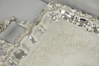 Vintage Sheridan English Victorian Silver Plated Footed Serving Platter Bar Tray