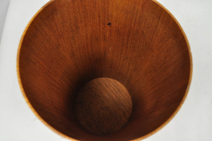 Vintage Mid Century Danish Modern Teak Wood Modernist Wastebasket Trash Can