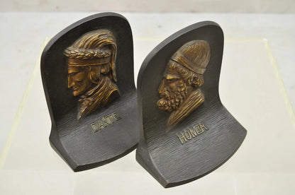 Vintage Bradley & Hubbard Cast Iron Dante and Homer Bookends - a Pair