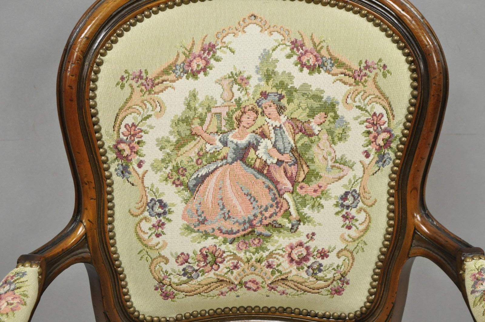 Vintage Chateau D'Ax spa French Louis XV Style Italian Tapestry Arm Chair