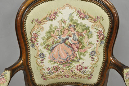 Vintage Chateau D'Ax spa French Louis XV Style Italian Tapestry Arm Chair