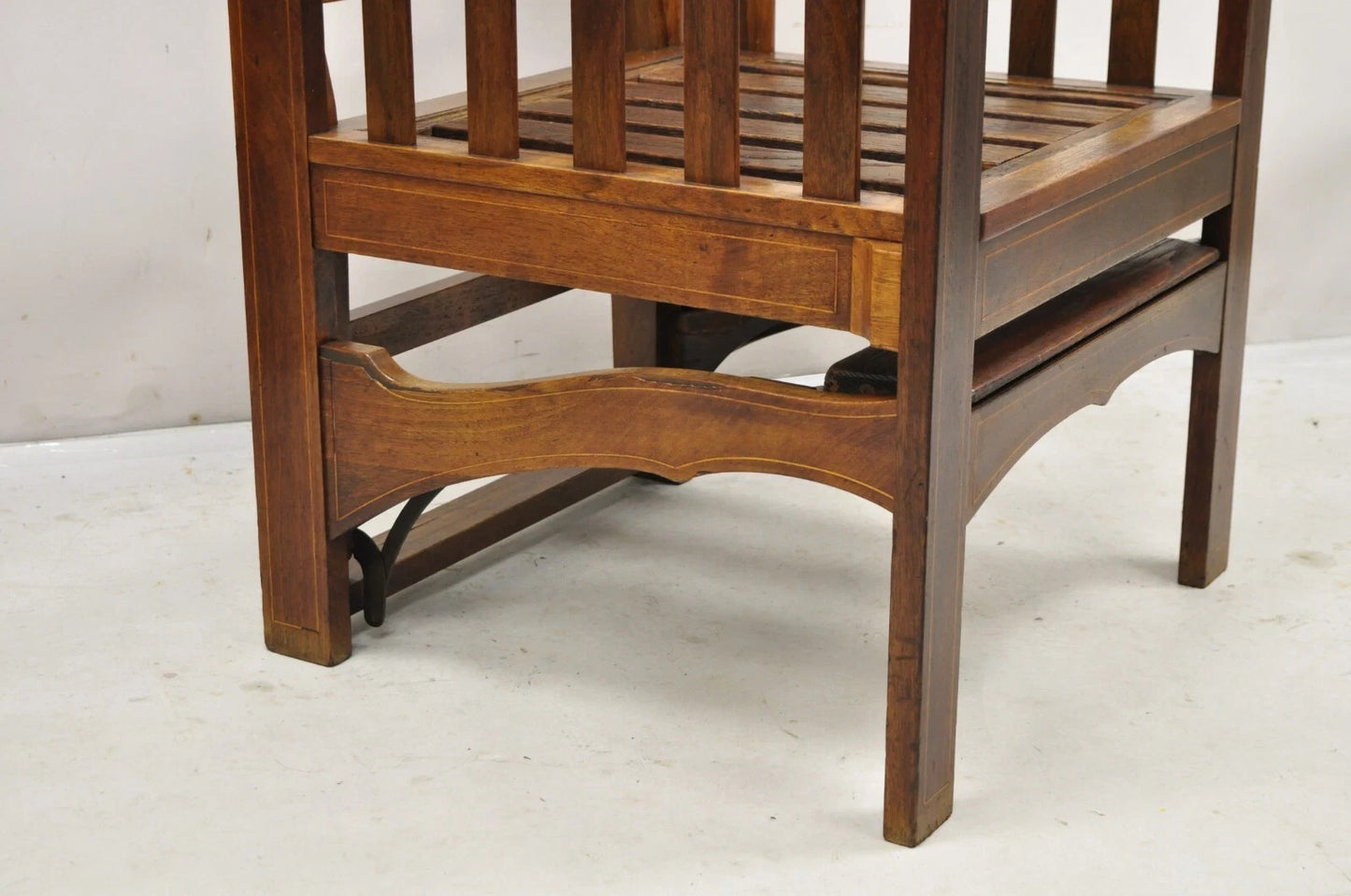 Antique Edwardian Mahogany Mechanical Reclining Slatted Morris Lounge Arm Chair