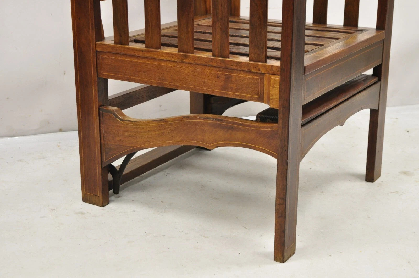 Antique Edwardian Mahogany Mechanical Reclining Slatted Morris Lounge Arm Chair