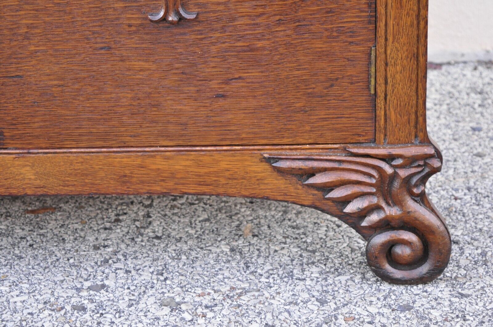 Antique Victorian Oak Wood Sideboard Buffet with Mirror Hutch Backsplash Shelf