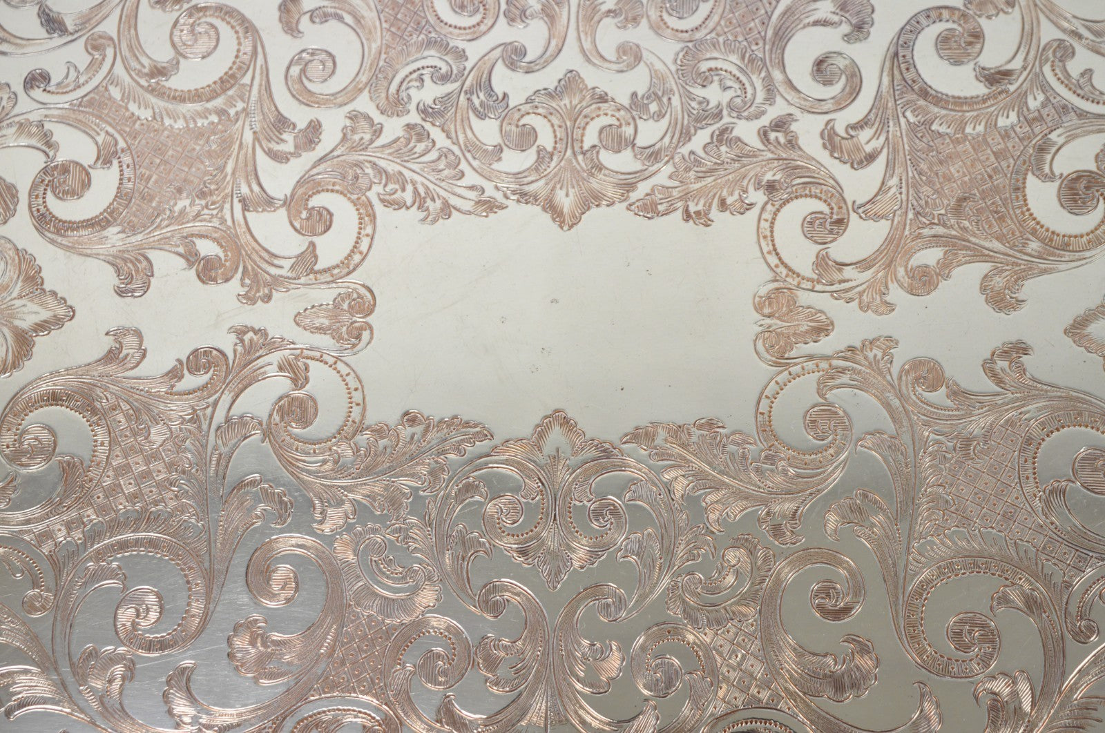 Vintage English Victorian Silver Plated Ornate Footed Serving Platter Bar Tray