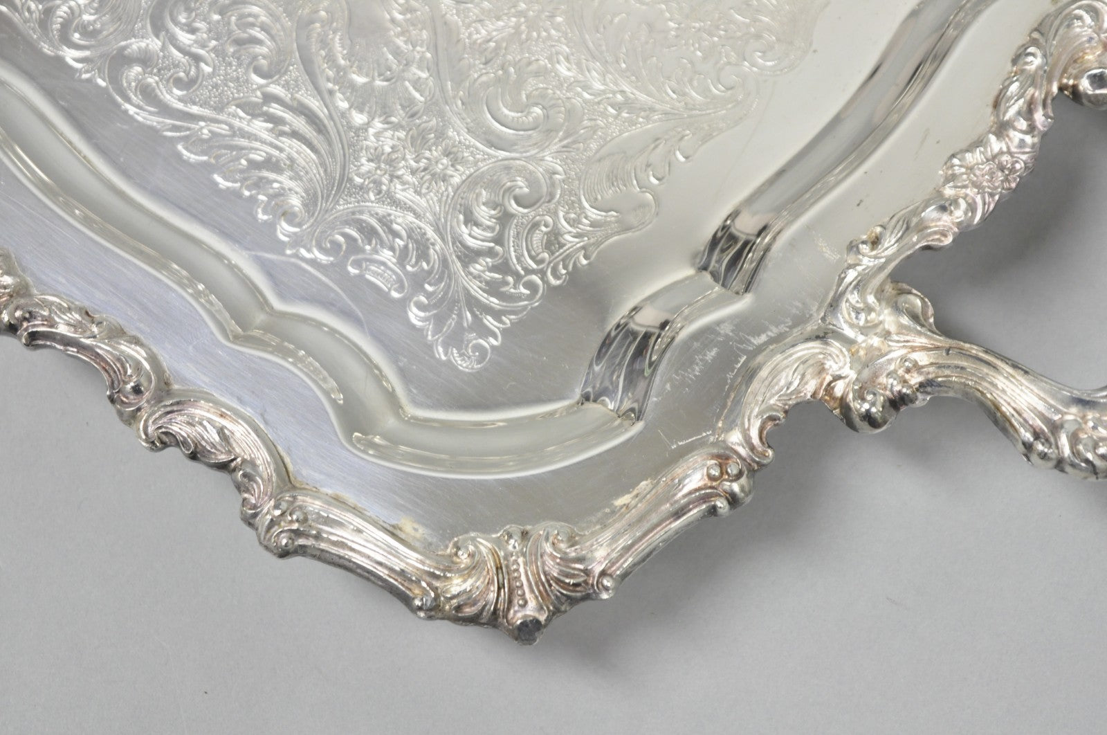 Vintage Sheridan Victorian Silver Plated Narrow Footed Serving Platter Bar Tray