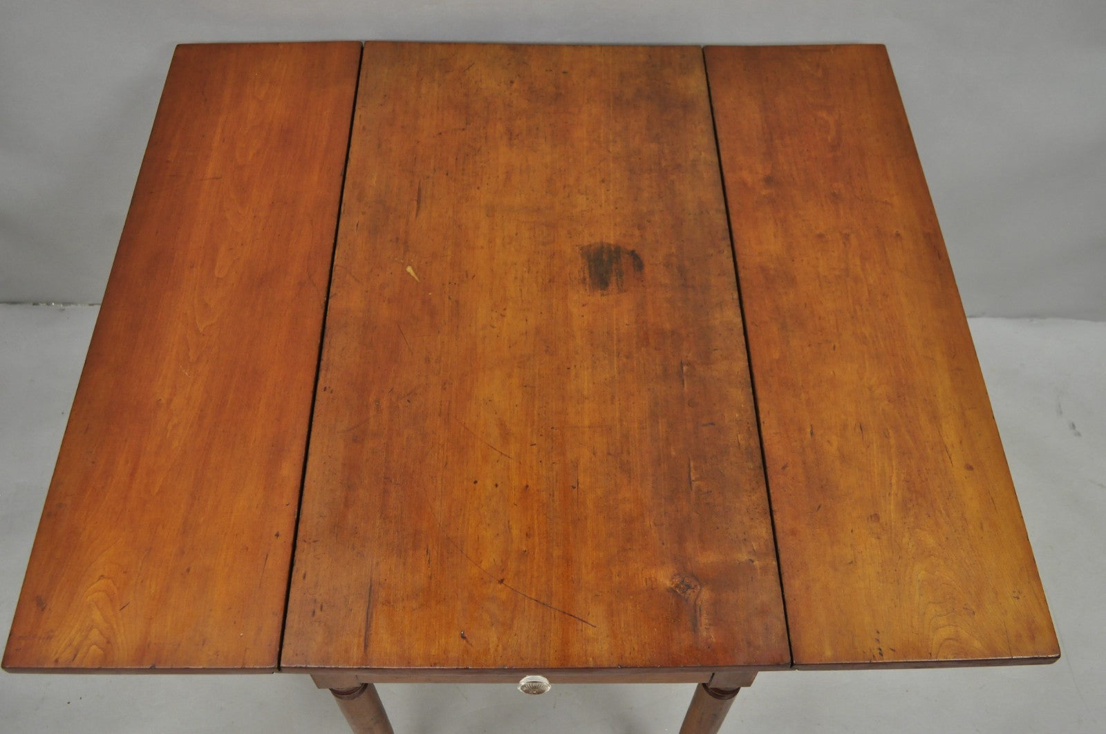 Antique French Country Farmhouse Cherry Wood Drop Leaf Pembroke Dining Table