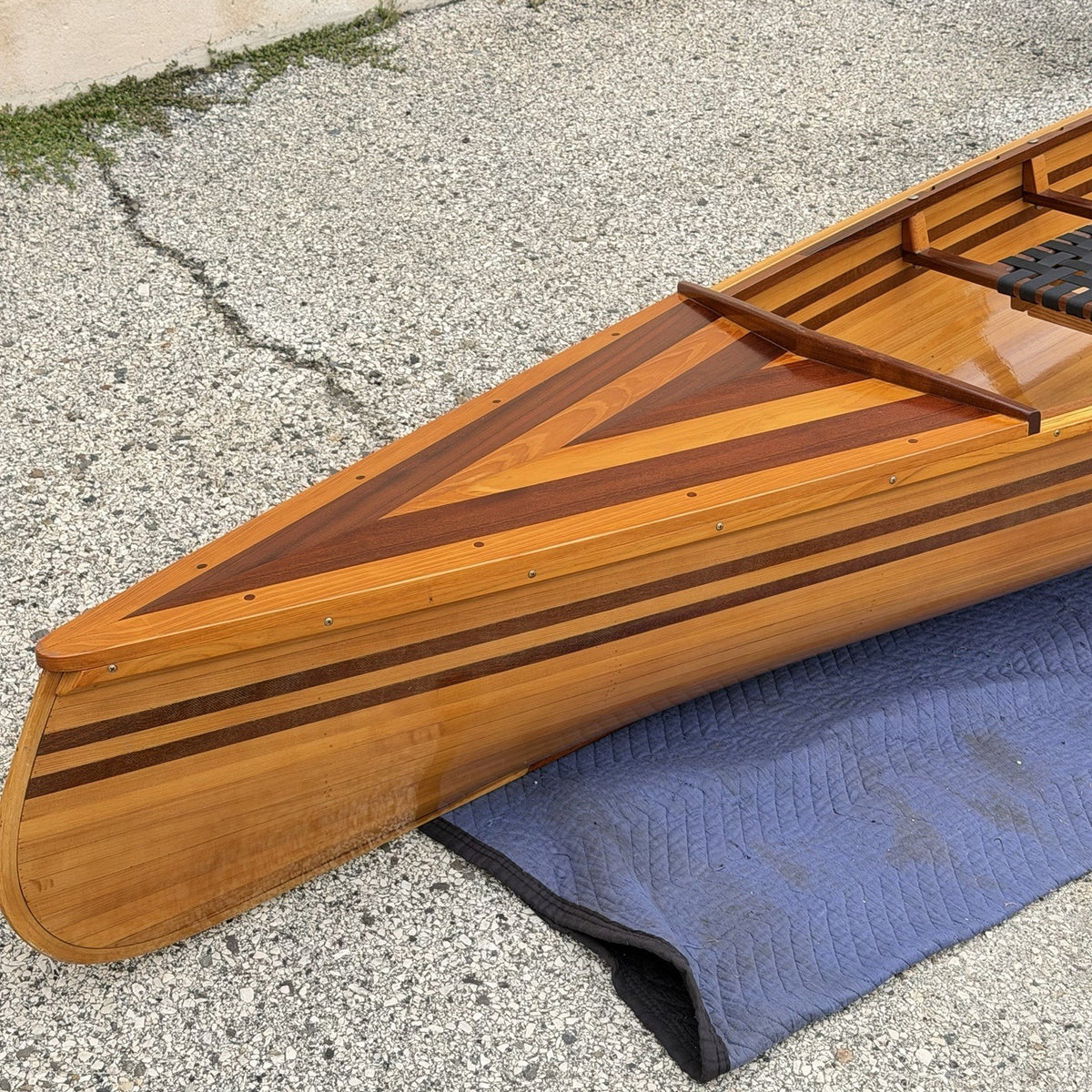 Cedar Strip Built 14' Square Stern Canoe & British Seagull 40 Outboard Motor