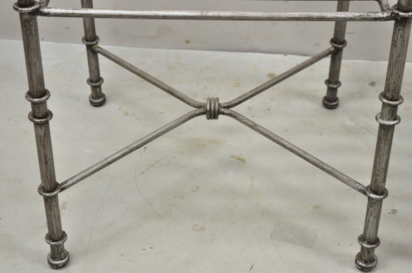 Pier 1 Medici Pewter Wrought Iron Dining Side Chairs - a Pair