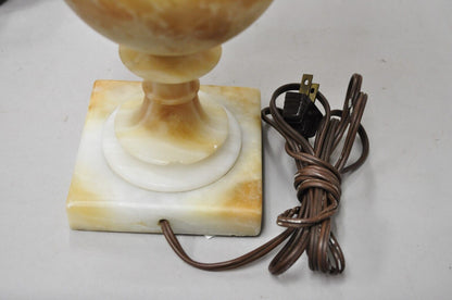 Antique Italian Empire Regency Carved Alabaster Marble Urn Table Lamp