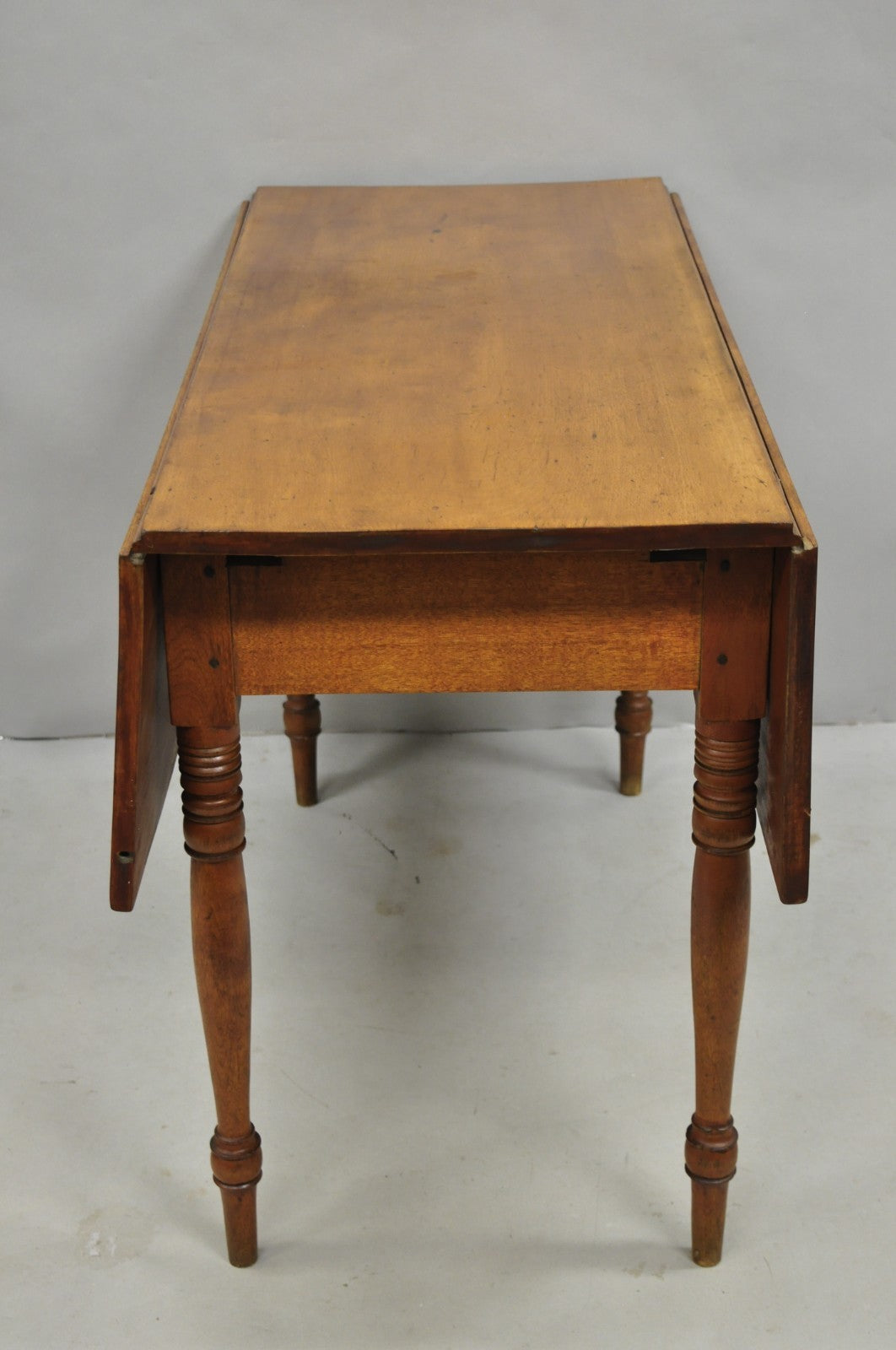 Antique French Country Farmhouse Cherry Wood Drop Leaf Extension Dining Table