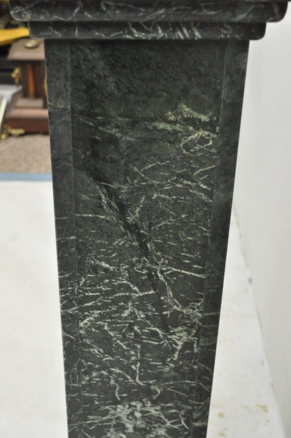 Vintage Italian Classical Style Dark Green Marble Square Column Pedestal Stand