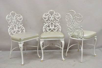 Vintage Art Nouveau Style Cast Aluminum Sunroom Patio Dining Chairs - Set of 3
