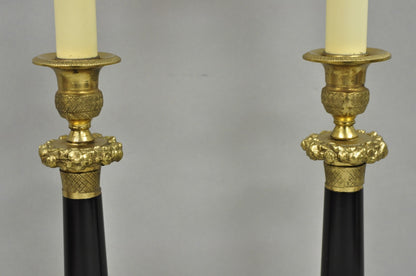 Vintage Warren Kessler French Empire Bronze Candlestick Small Table Lamps a Pair