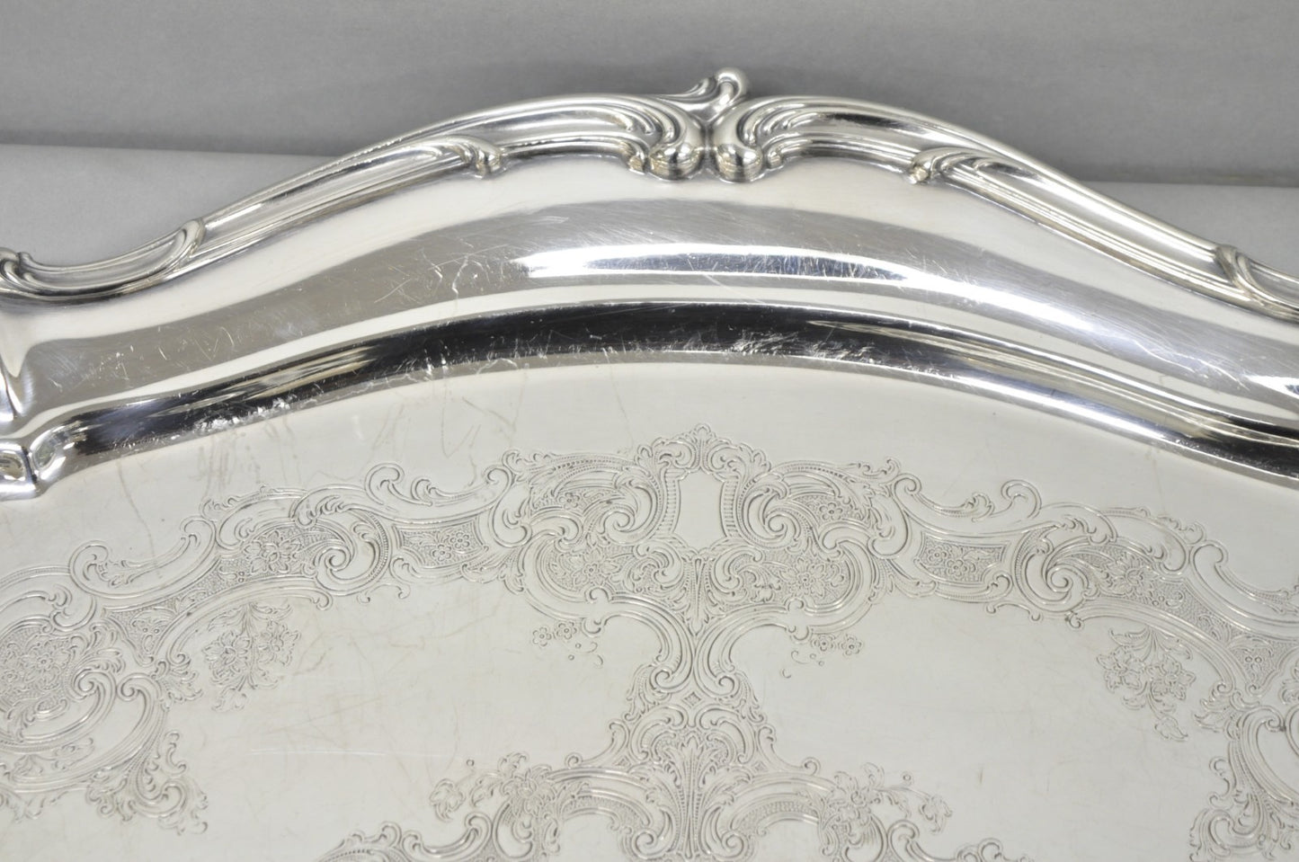 Antique Gorham Silver Plated Victorian Oval Butlers Serving Platter Bar Tray