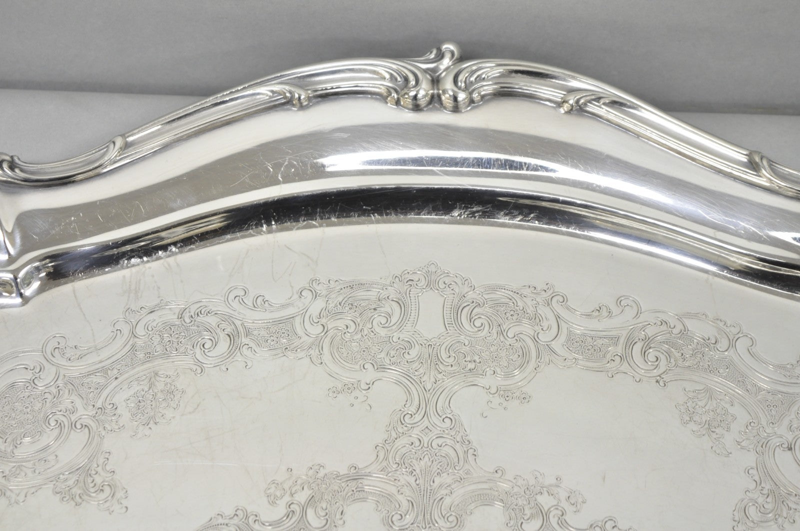 Antique Gorham Silver Plated Victorian Oval Butlers Serving Platter Bar Tray
