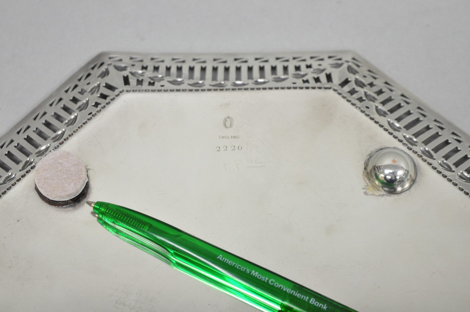 Antique Ellis Barker English Edwardian Silver Plated Octagonal Trinket Dish Tray