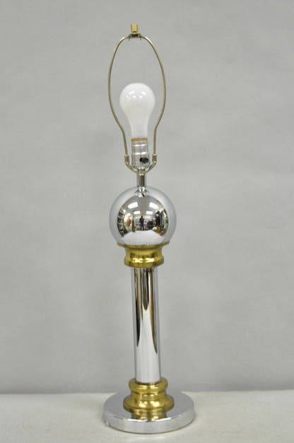 Vintage Mid Century Modern Chrome Ball & Column George Kovacs Style Table Lamp