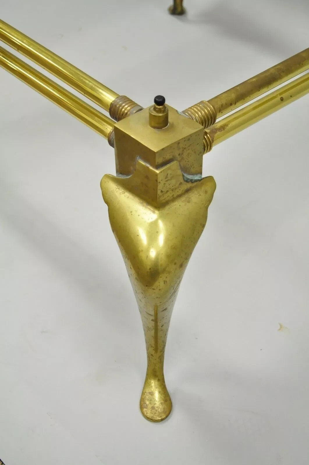 Vintage Hollywood Regency Brass Queen Anne Legs Square Coffee Table Base