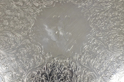 Vintage EPCA Silverplate by Poole 3216 Round Salver Platter Tray - Engraved