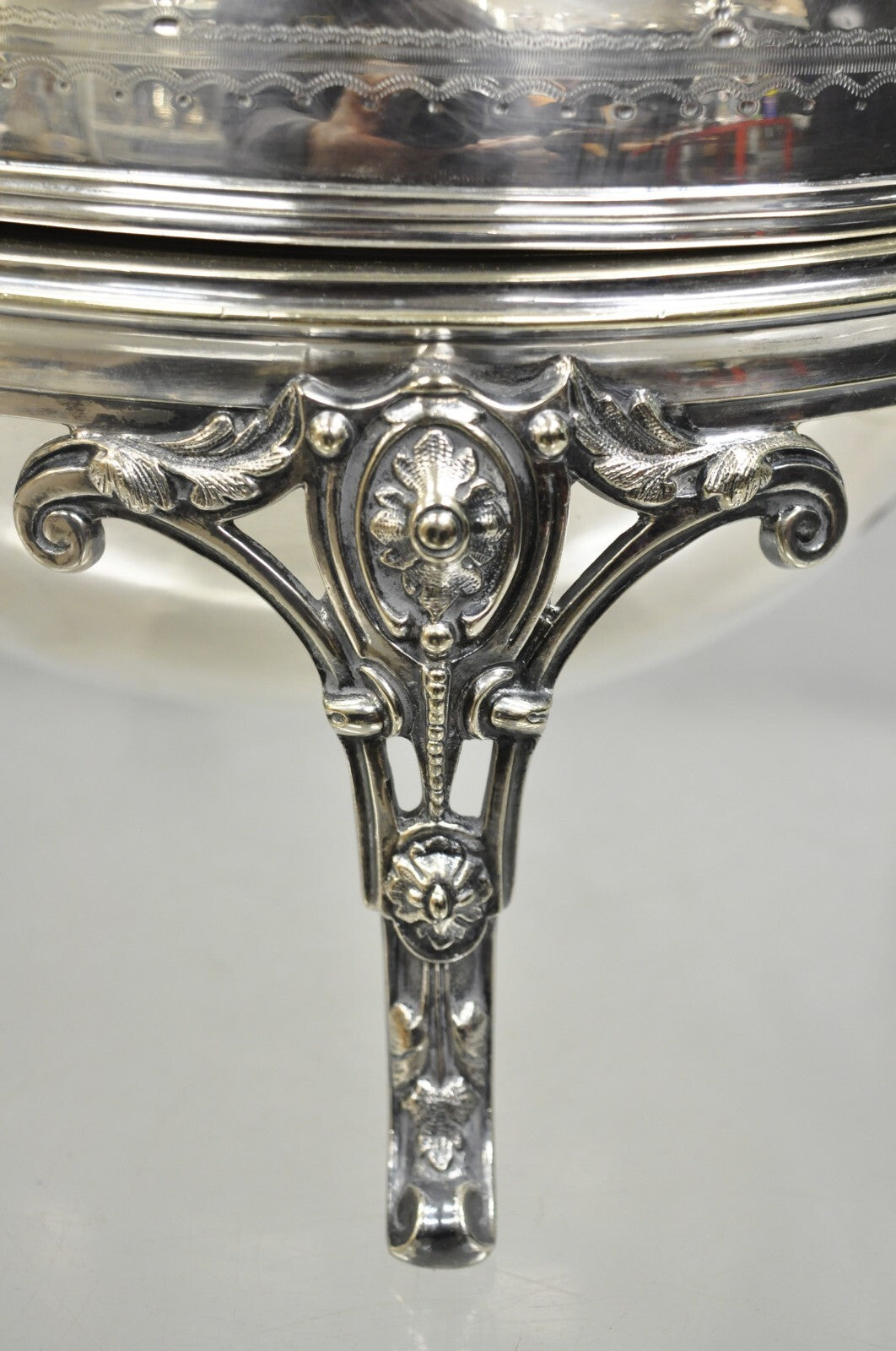 Antique English Edwardian Large Silver Plated Roll Top Warmer Chafing Dish