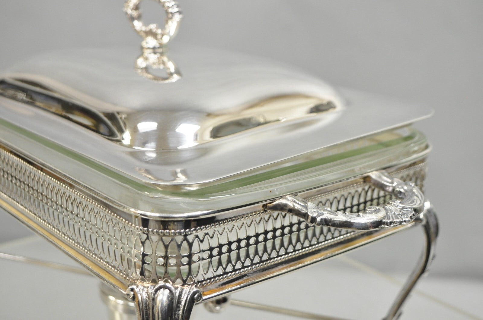 Vintage Sheffield USA Victorian Silver Plated Chafing Dish Buffet Food Warmer