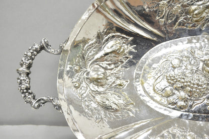 Antique Victorian Silver Plated Fruit Harvest Repousse Centerpiece Fruit Bowl
