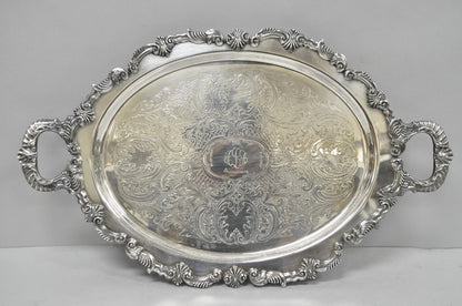 Vintage Sheffield Victorian Silver Plated Oval Platter Tray 25th Anniversary