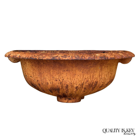 French Classical Style Cast Iron Half Round Urn Wall Mounted Garden Planter Pot