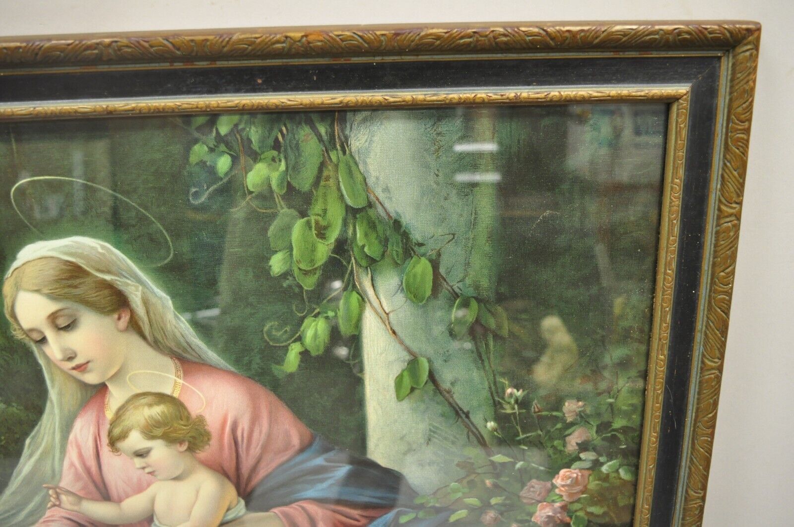 Vintage Mataloni Giovanni Large Art Print of Mary Jesus Lamb Angels