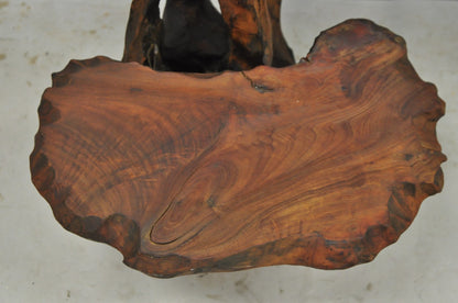 Vintage Mid Century Modern Live Edge 2 Tier Walnut Plant Stand Side Table