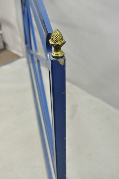 Vintage Italian Neoclassical Wrought Iron & Brass X-Frame King Sz Bed Headboard