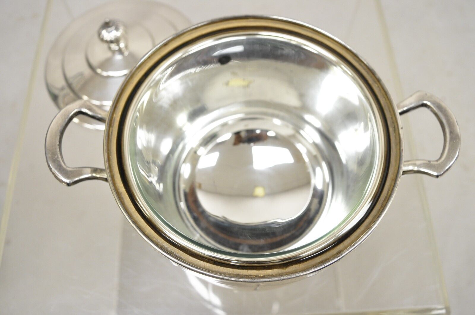 Vintage Manning-Bowman & Co Modern Silver Plated Lidded Ice Bucket