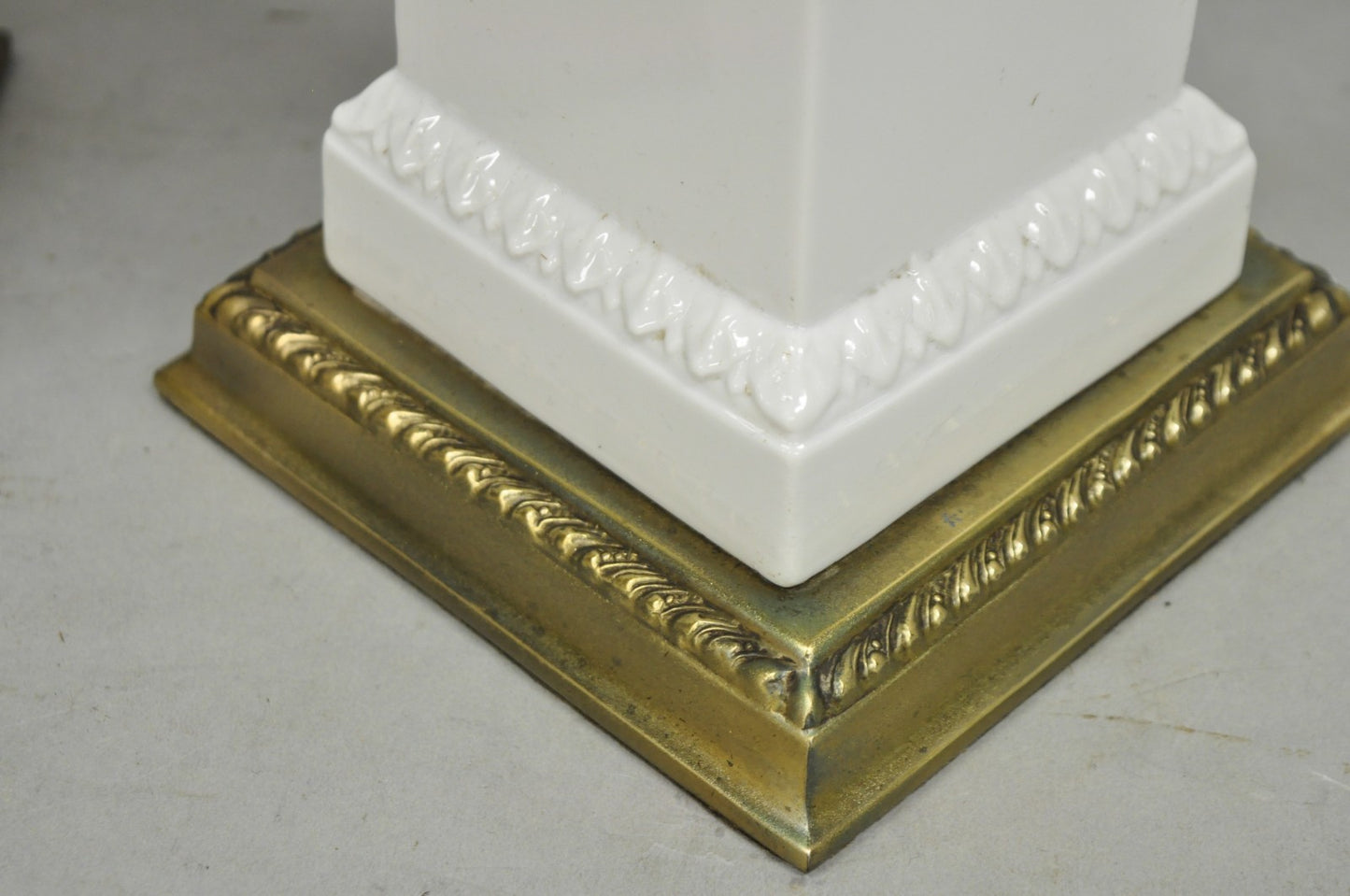 Vintage Italian Neoclassical White Porcelain Urn Table Lamps w/ Cherubs - a Pair