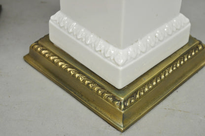 Vintage Italian Neoclassical White Porcelain Urn Table Lamps w/ Cherubs - a Pair