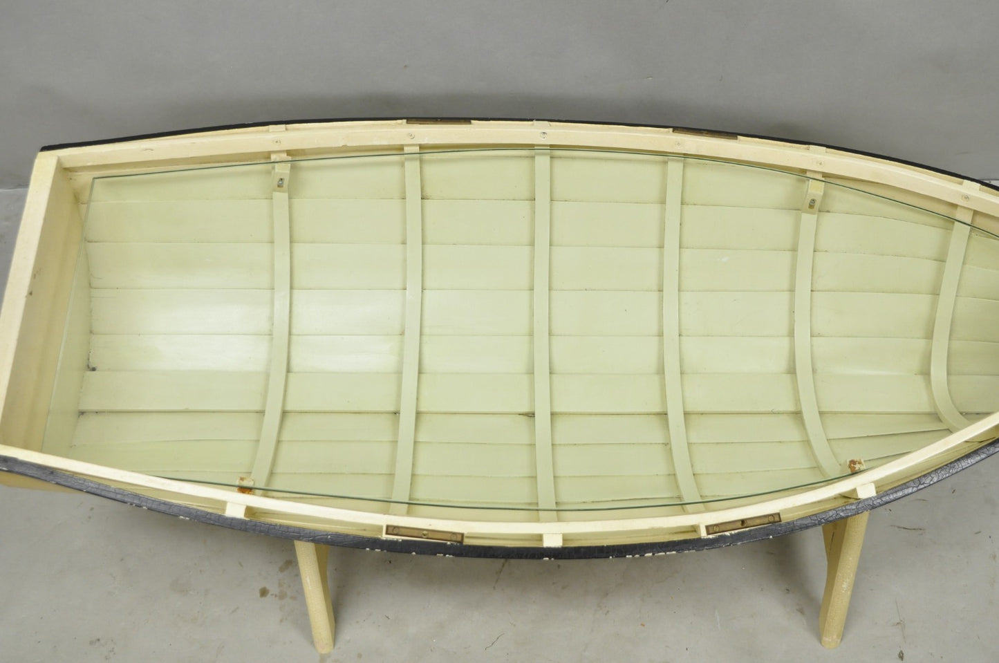 Vintage Style Dory Row Boat Nautical Bookshelf / Table By Authentic Models