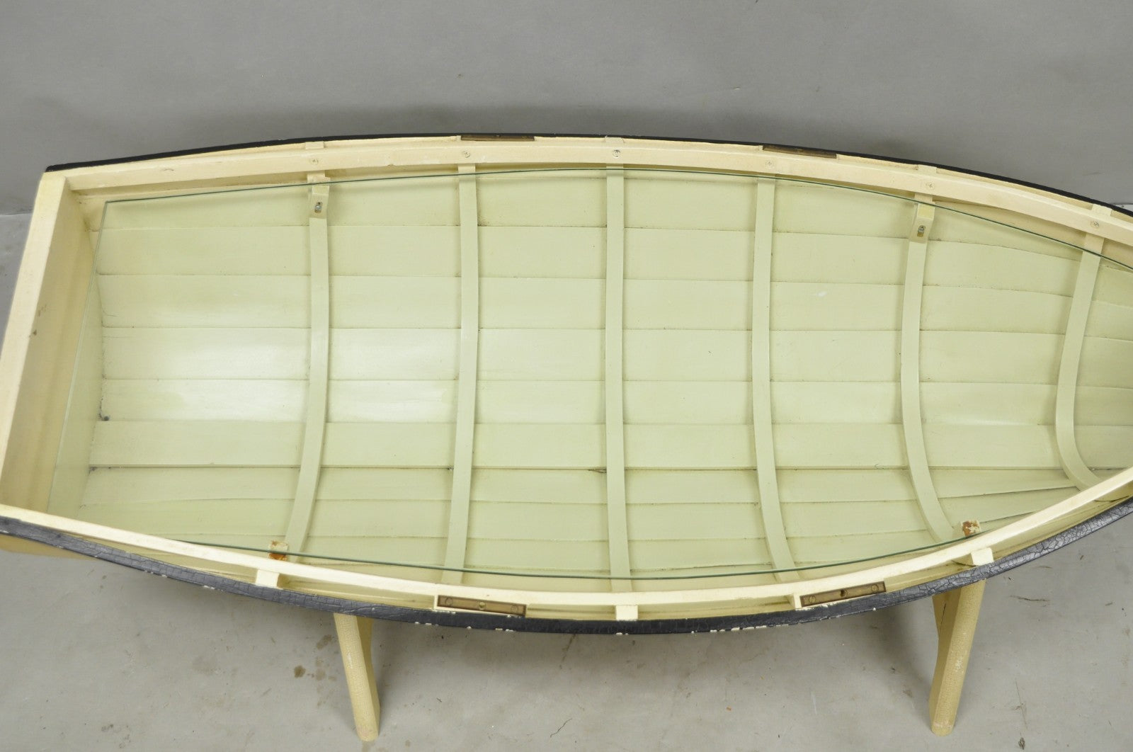 Vintage Style Dory Row Boat Nautical Bookshelf / Table By Authentic Models