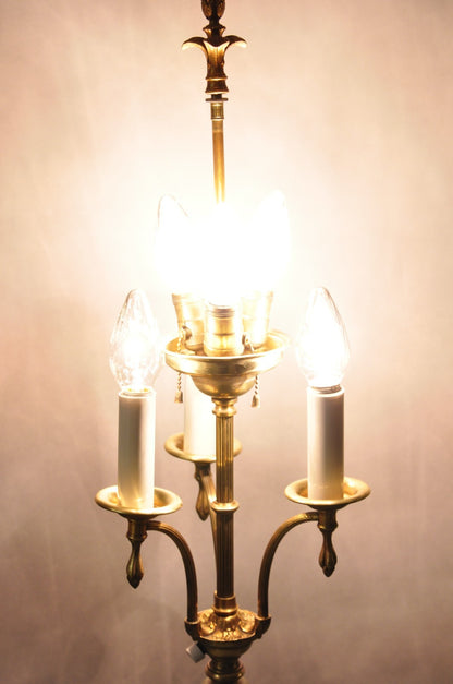 Antique Art Deco Brass & Green Onyx Paw Foot Victorian Pole Floor Lamp