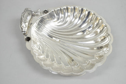 Vintage English Regency Sheffield Silver Plated Fish Clam Shell Serving Platter